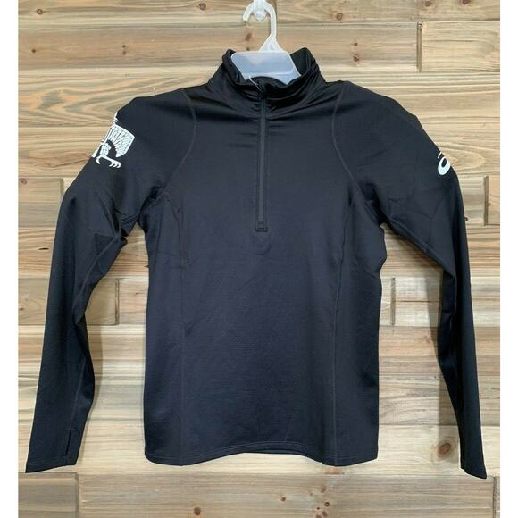 ASICS Aztecs Thermopolis Winter 1/2 Zip Performance Jacket Women's Sz M Black - Picture 1 of 8